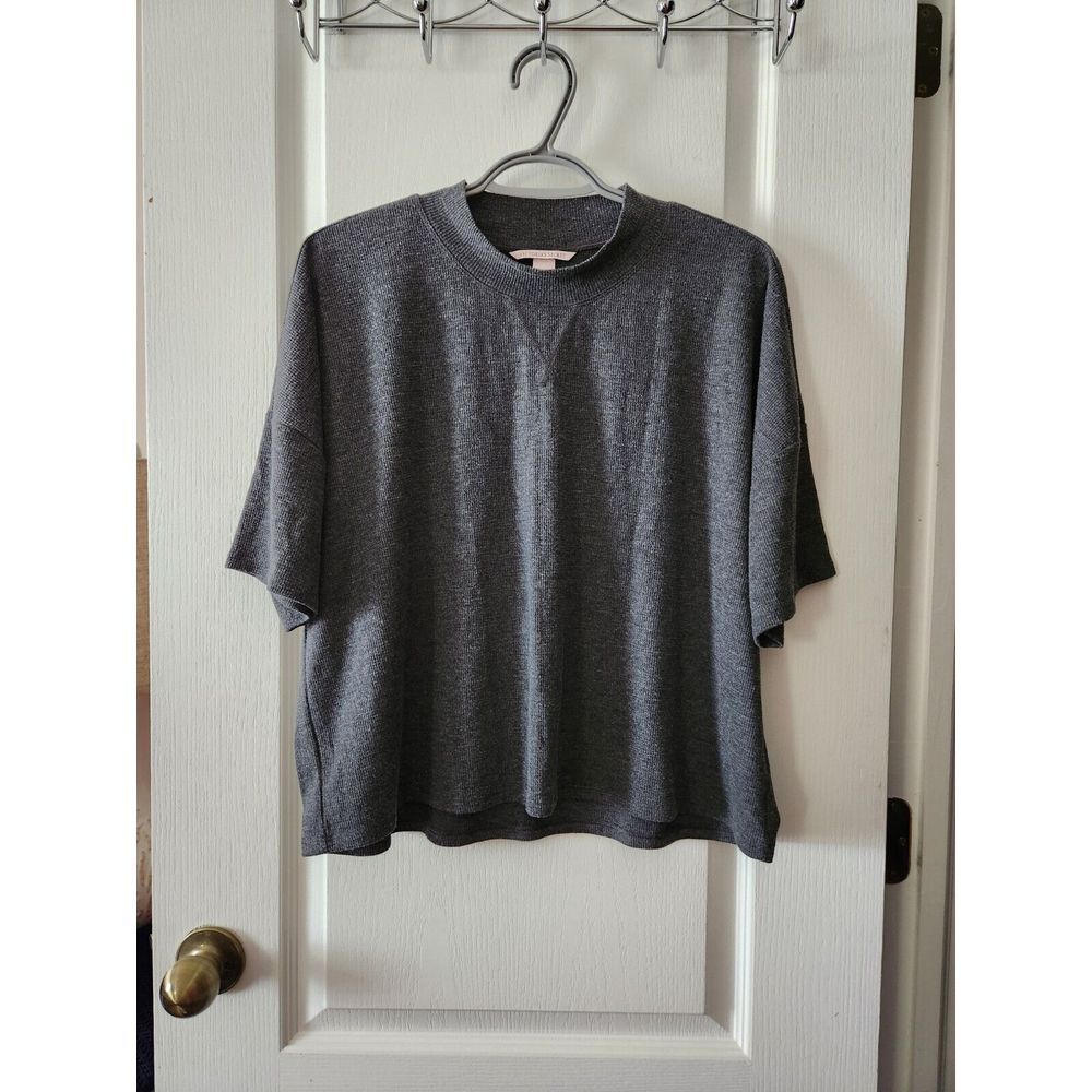 Victoria's Secret Women's Waffle Tee Short Dolman Sleeve Top Gray Size M